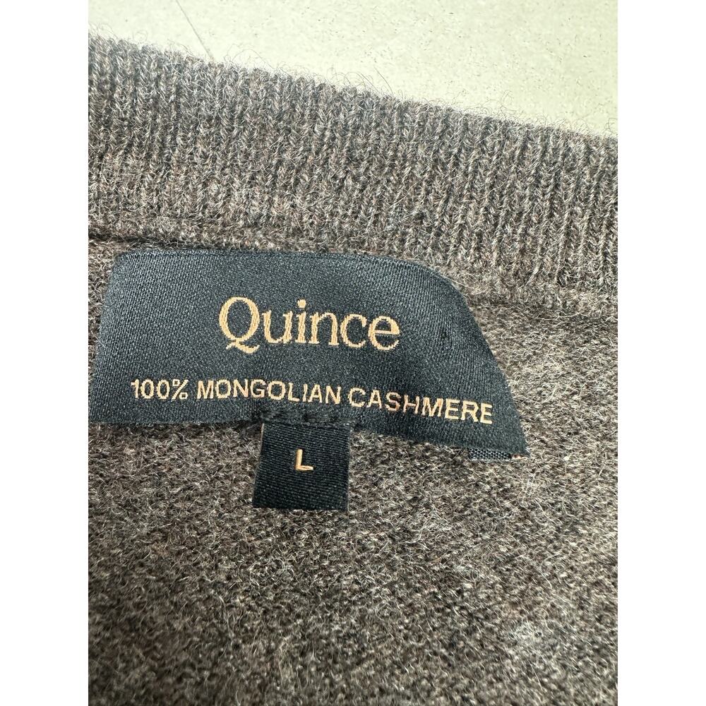 Quince Women Mongolian Cashmere V-Neck Sweater Heather Truffle Brown Large - Picture 7 of 9